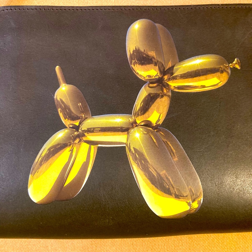 Acclaimed Artist Jeff Koons “ Puppy “ for H & M black cowhide leather bag/ strap